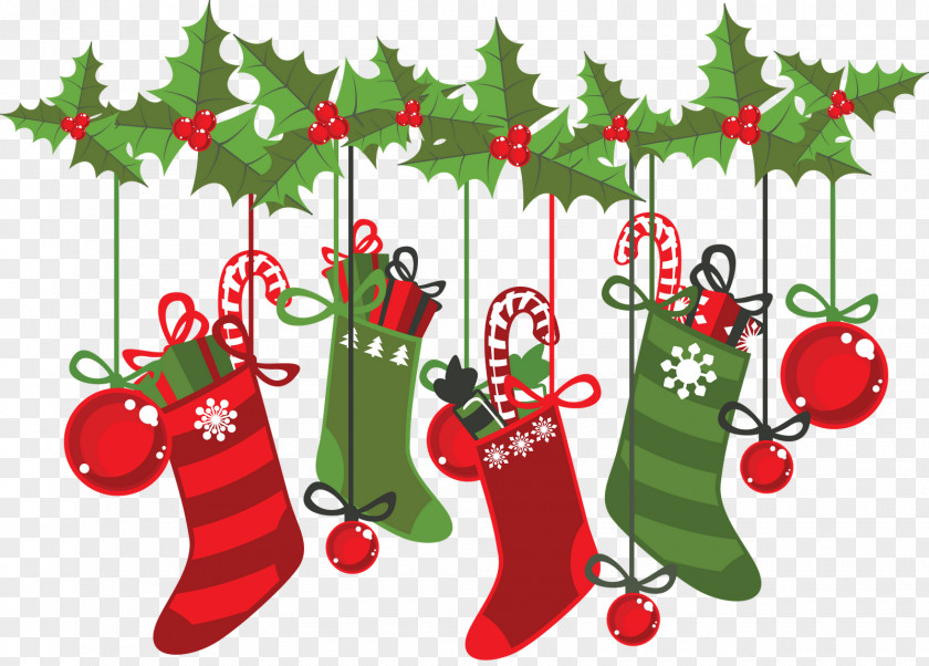 Greeting Christmas Stockings Card & Note Cards Clip Art PNG