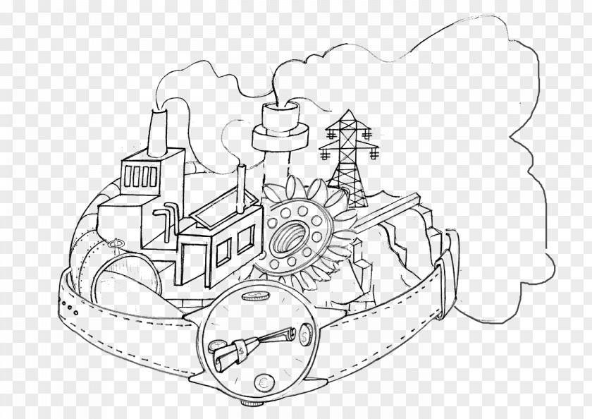 Ink Painting Steamboat Black And White Automotive Design Line Art Sketch PNG