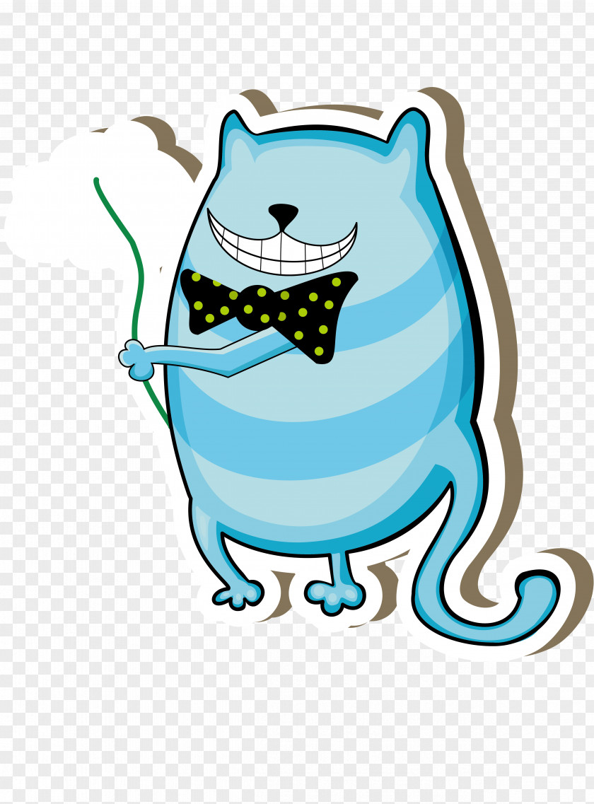 Paper-cut Blue Cartoon Cat Vectors Clip Art PNG