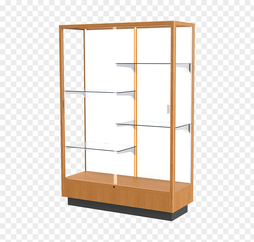 Glass Shelf Display Case Oak Floor Furniture PNG