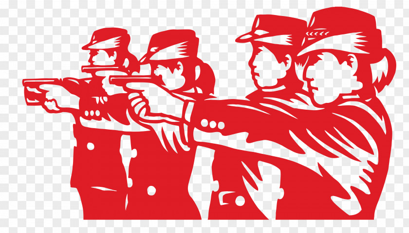 Vector Police Practice Gunshot Paper Cutting Material PNG