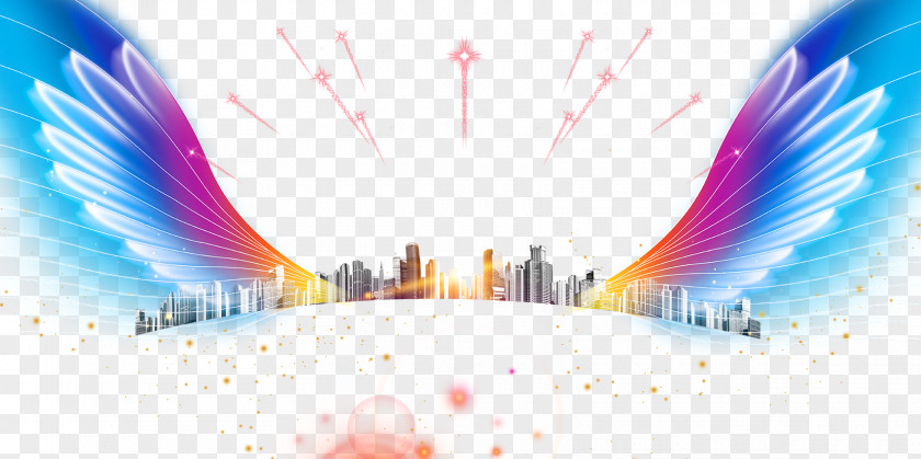 Color High-rise Wings Fireworks Graphic Design Poster PNG