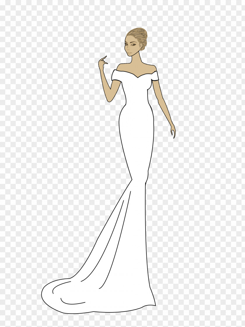 Fashion Design Model Wedding Dress PNG