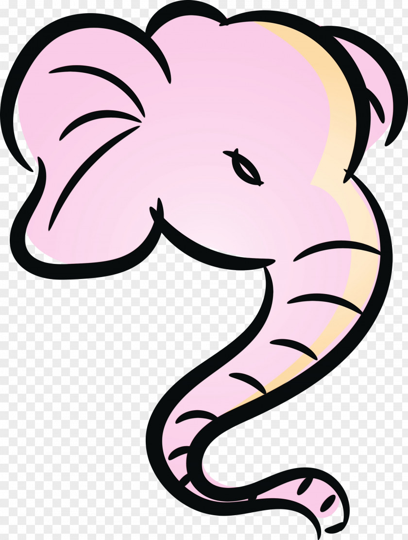 Line Art Cartoon Character Pink M Animal Figurine PNG