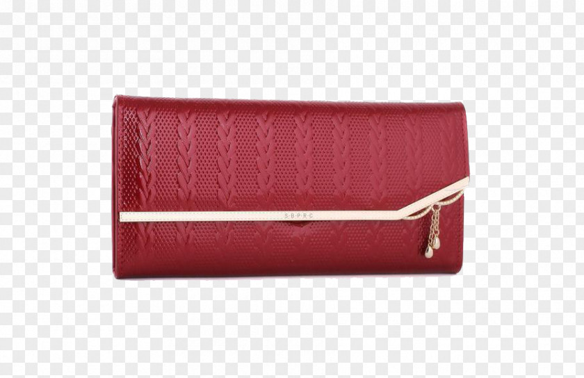 Ms. Long Wallet Red Wine Handbag PNG