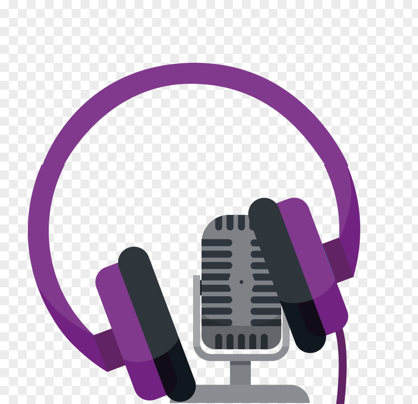 Purple Headphone Gray Mike Icon PNG