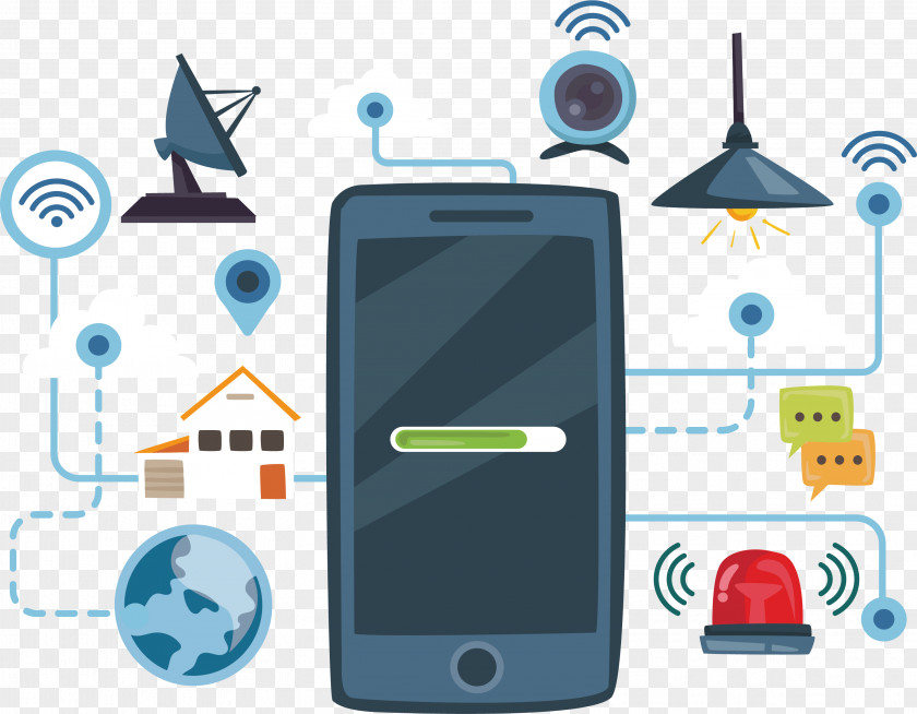 Cartoon Phone Model Internet Of Things Business Service Sensor Mobile PNG