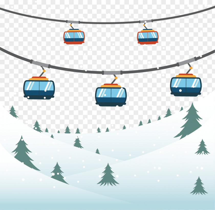 Creative Winter Snow Cable Car Download Illustration PNG