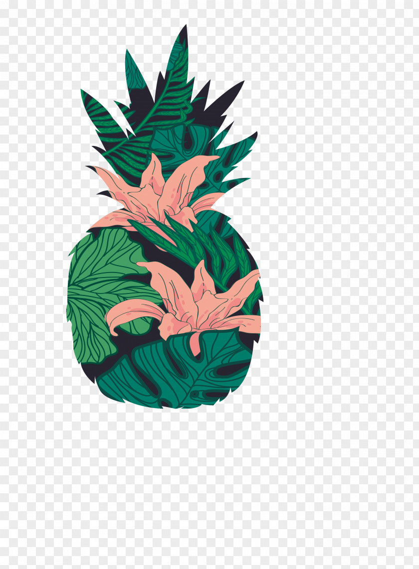 Tropical Flower Pineapple Pattern Icon PNG