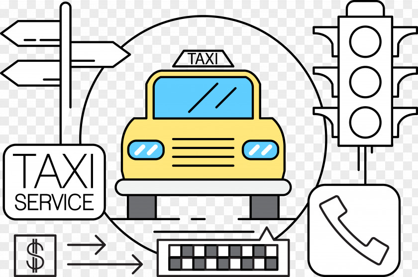 Painted Taxi Yellow Cab Icon PNG