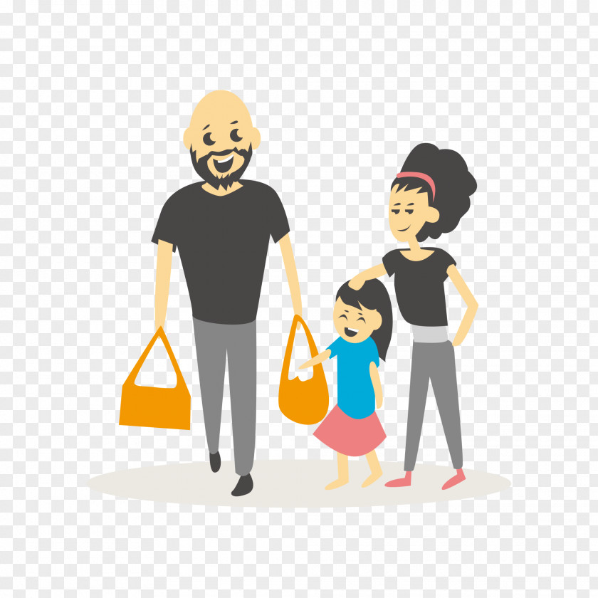 Happy Family Shopping Illustration PNG