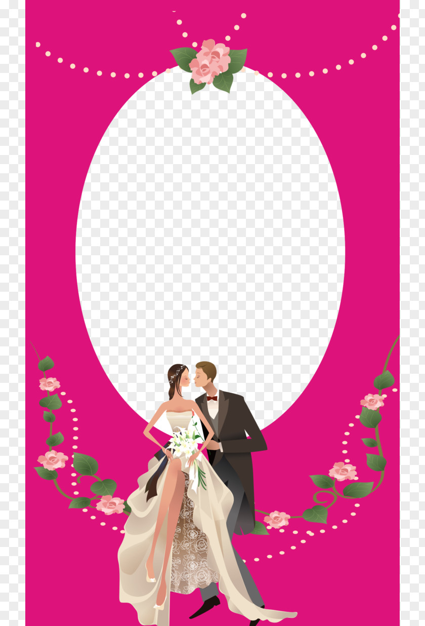 Pink Wedding Photo Frame Picture Contemporary Western Dress Clip Art PNG