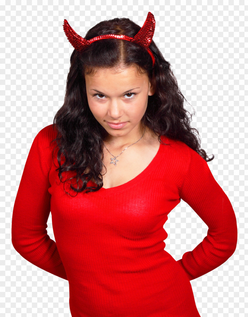 Young Woman Wearing Devil Costume Female PNG