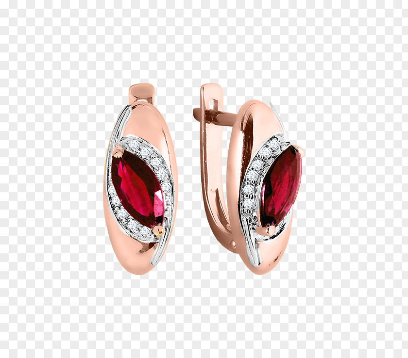 Ruby Earring Silver Gold PNG