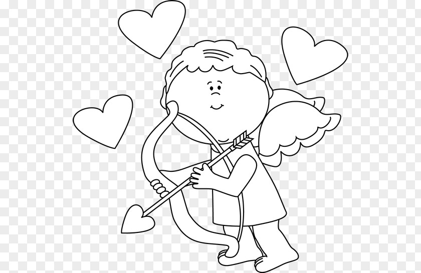 Hearts Black And White Cupid Valentines Day Clip Art PNG