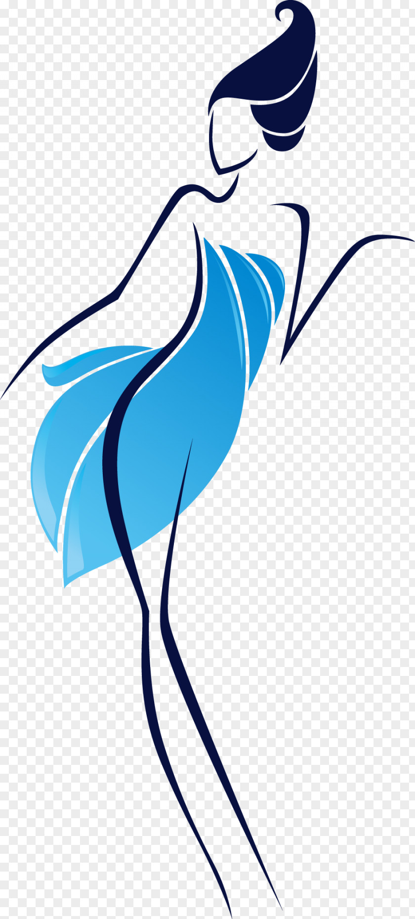 Girl Silhouette Vecteur PNG Vecteur, line, woman wearing blue dress clipart PNG