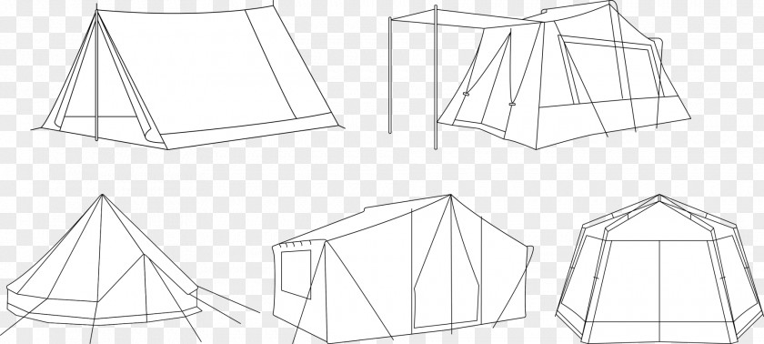 Bohemian Tent Line Art Drawing Structure PNG