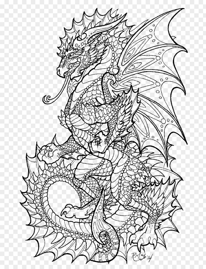 Dragon Coloring Book Chinese Adult Drawing PNG