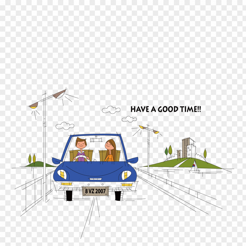 Driving A Couple Cookie Snack Illustration PNG