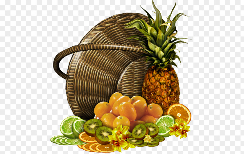 Pineapple Fruit Drawing Basket Image PNG