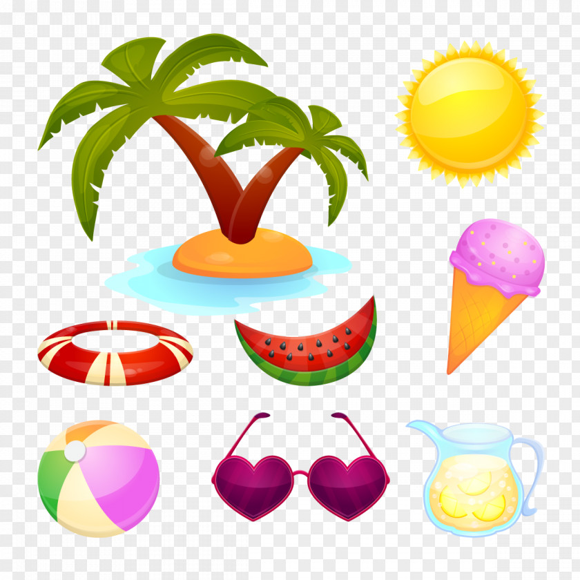 Vector Island Style Summer Graphic Design Clip Art PNG