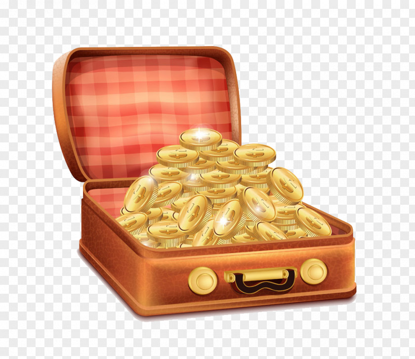 Boxes Filled With Gold Coins Illustration Suitcase Royalty-free Clip Art PNG