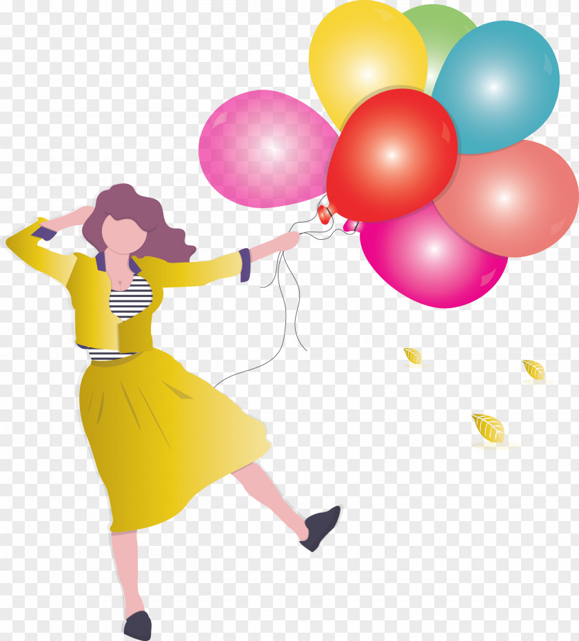 Girl Balloon Party PNG