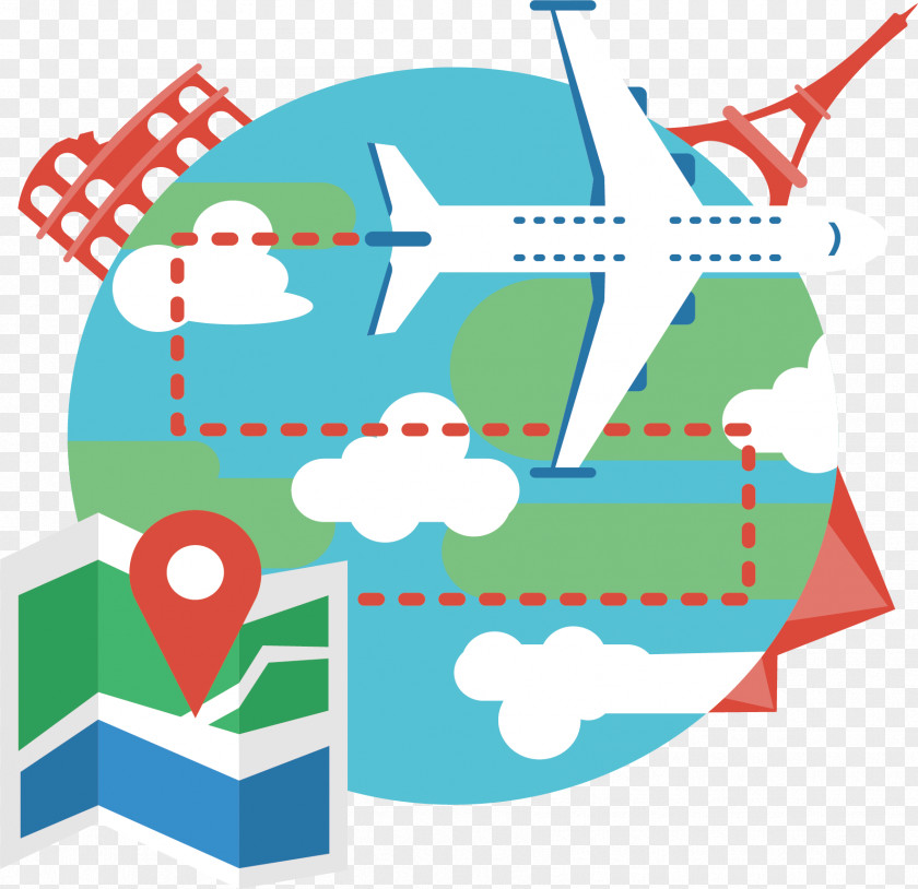 Plane Travel Around The Globe Airplane Euclidean Vector PNG