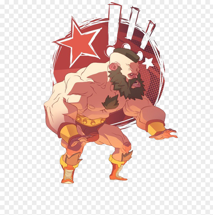 Red Muscle Uncle Warrior Illustrator Concept Art Character Illustration PNG