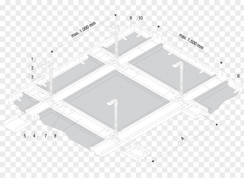 Metal Ceiling Grid System Product Design Line Diagram Angle PNG