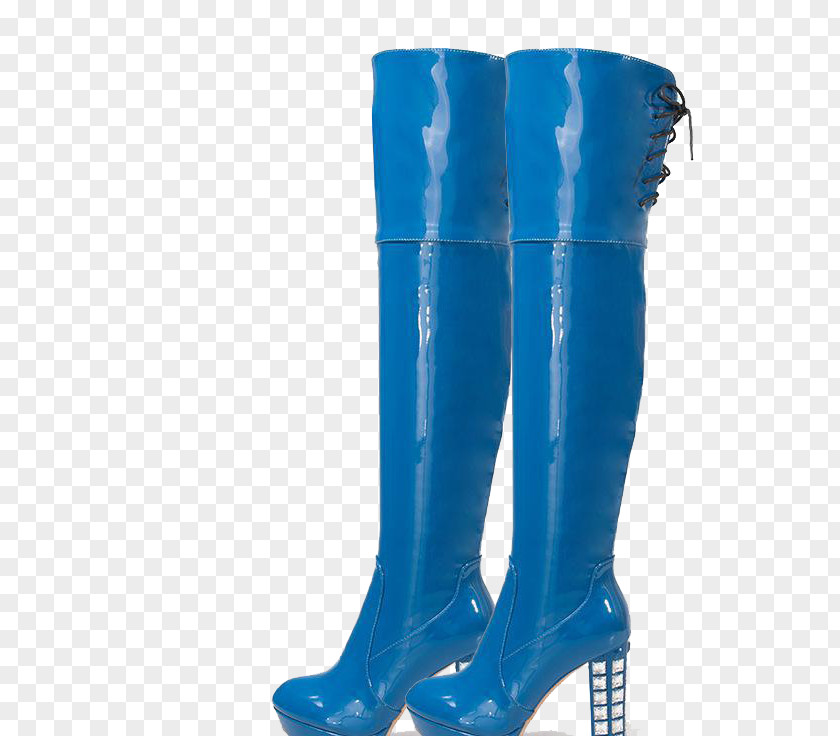 Blue High Heels Shoe High-heeled Footwear Riding Boot PNG