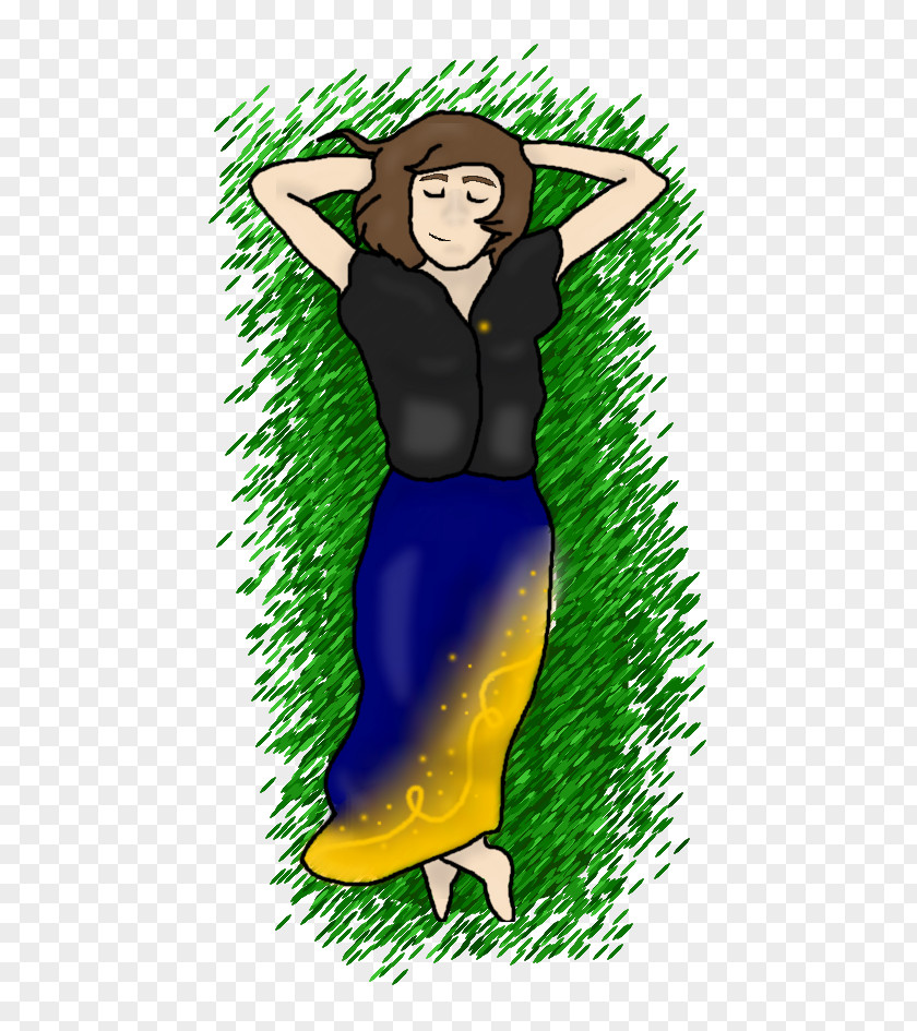 Mermaid Cartoon Green Black Hair PNG