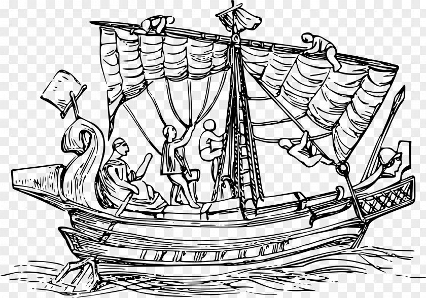 Sailing Ship Line Art Drawing Clip PNG