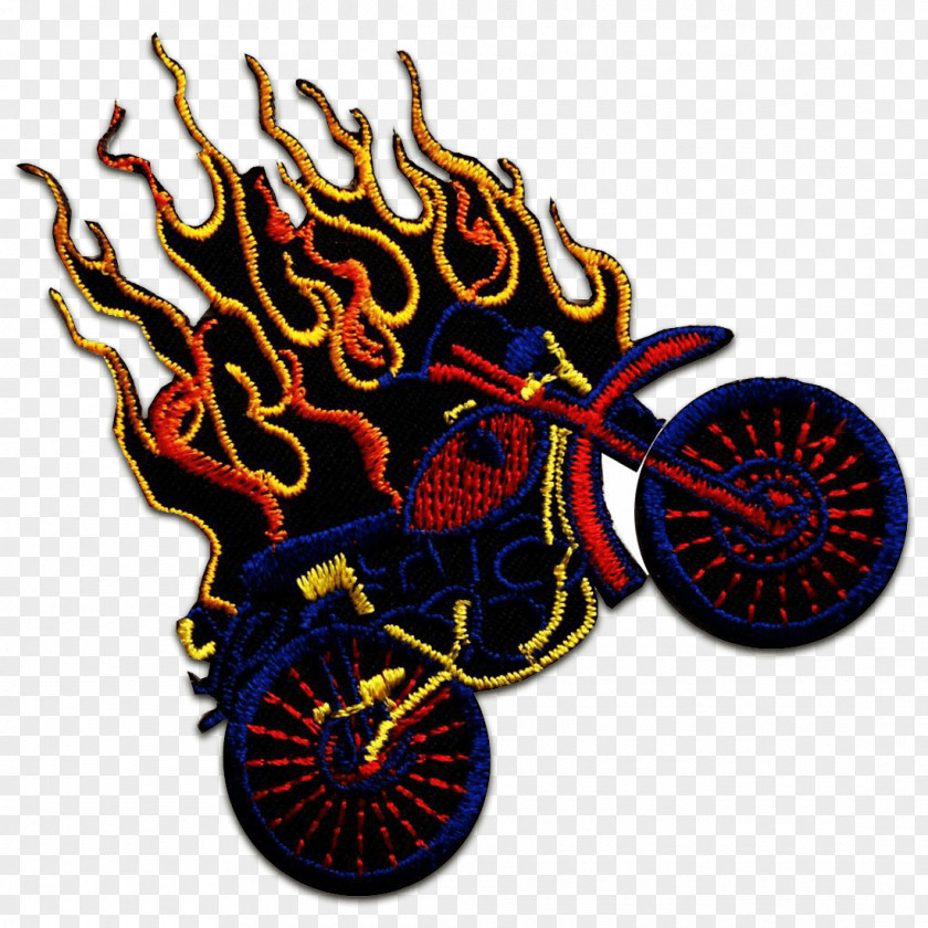 Biker Patch Embroidered Blue Yellow PNG
