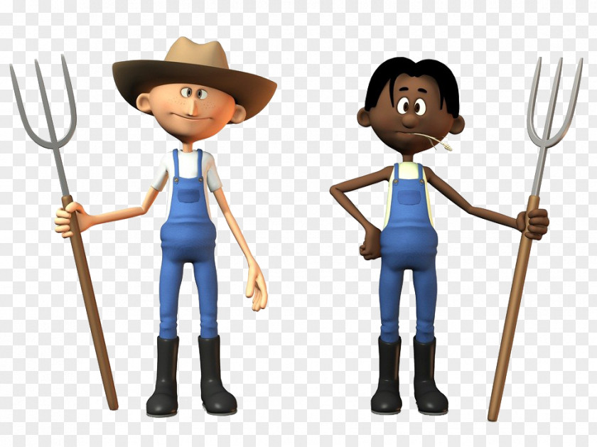 Two People Who Take The Fork Farmer Agriculture Cartoon Stock Photography PNG