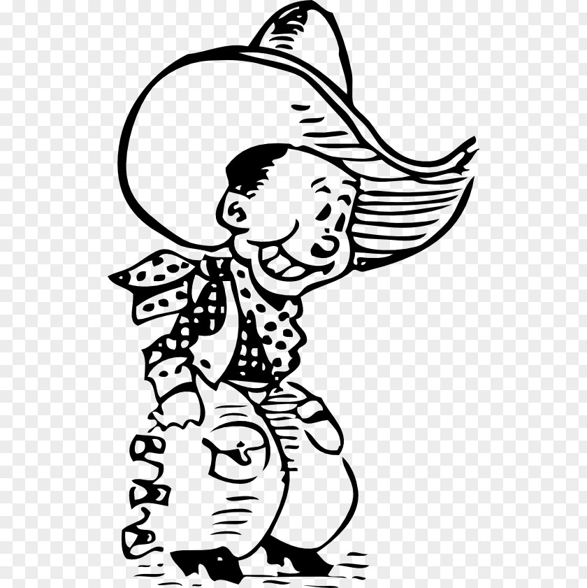 Cowboy Cartoon American Frontier Black And White PNG