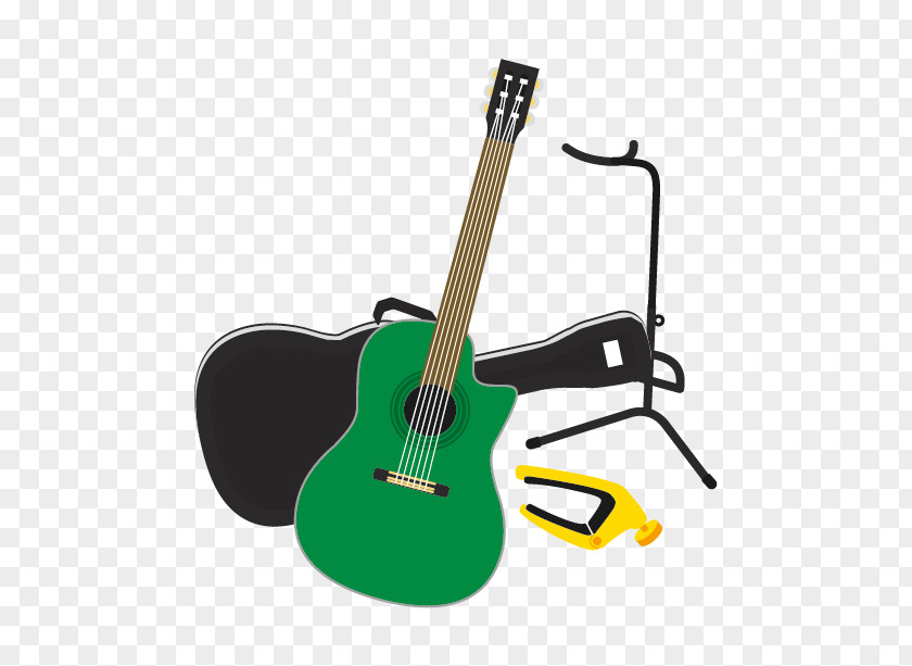 Hand-painted Cartoon Musical Instruments Bass Guitar Acoustic Instrument Tiple PNG