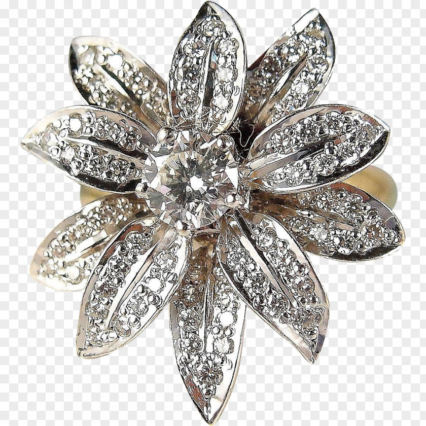 Cartoon Flowers Ring Brooch Bling-bling Body Jewellery Diamond PNG