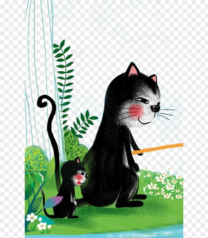Cat Fishing Cartoon Child Illustration PNG