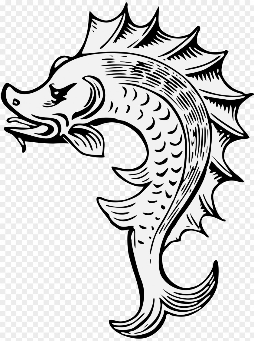 Dolphin Heraldry Line Art Clip PNG