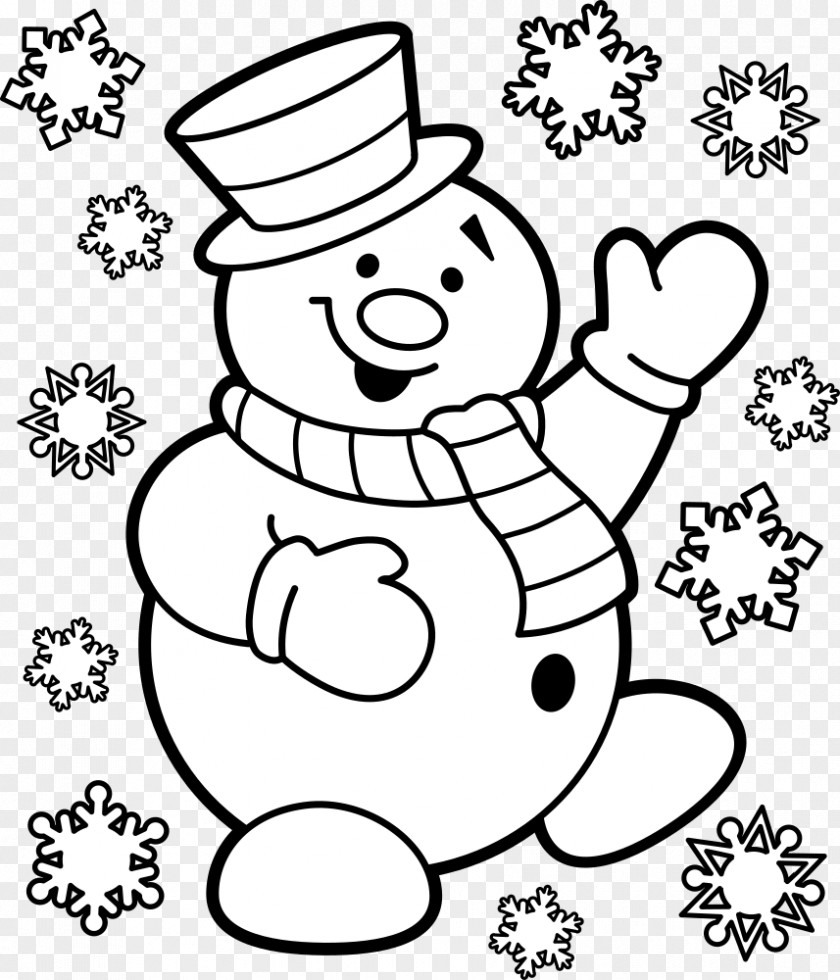 Snowman Christmas Day Coloring Book Drawing Image PNG