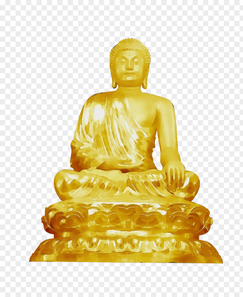 Statue Sculpture Yellow Figurine Sitting PNG
