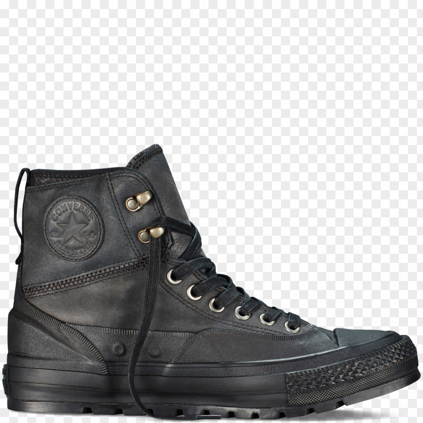 Black Leather Chuck Taylor All-Stars Converse Sneakers Shoe Boot PNG