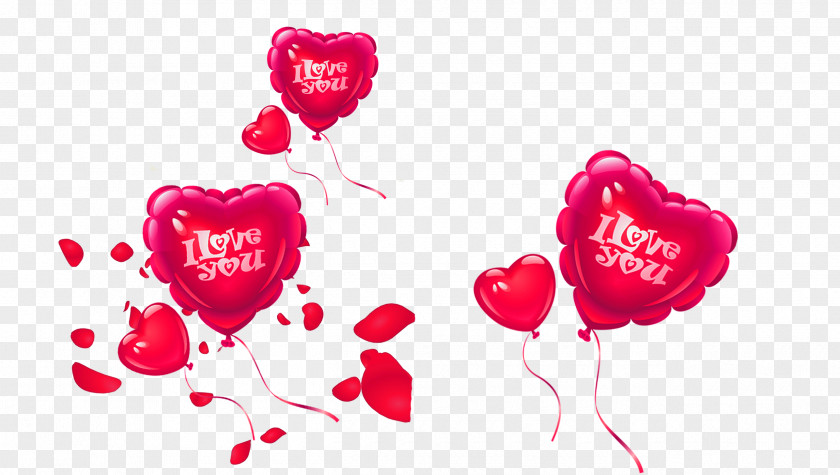 Red Heart-shaped Balloon Heart Garden Roses PNG