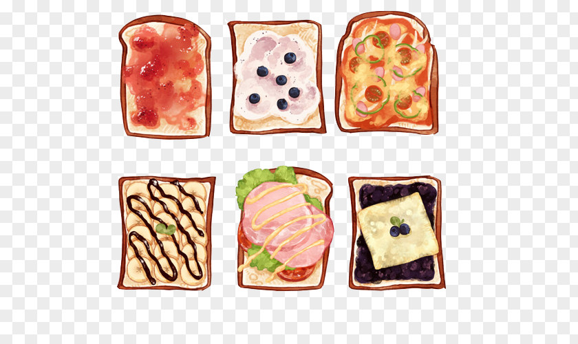 Wiping Butter Toast Hand Painting Material Picture Open Sandwich Breakfast Bacon Pancake Melt PNG