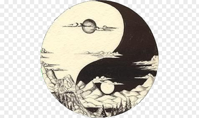 Zen Yin And Yang Moon Drawing Light Tattoo PNG