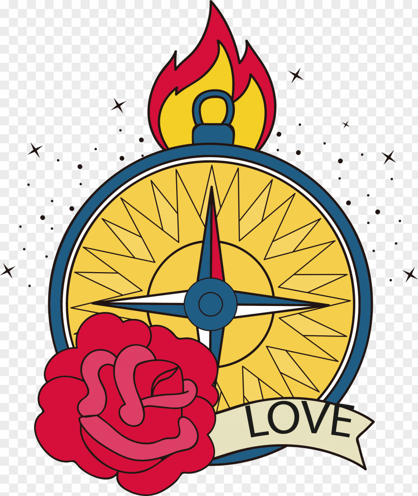 Hand Painted Blue Compass Illustration PNG