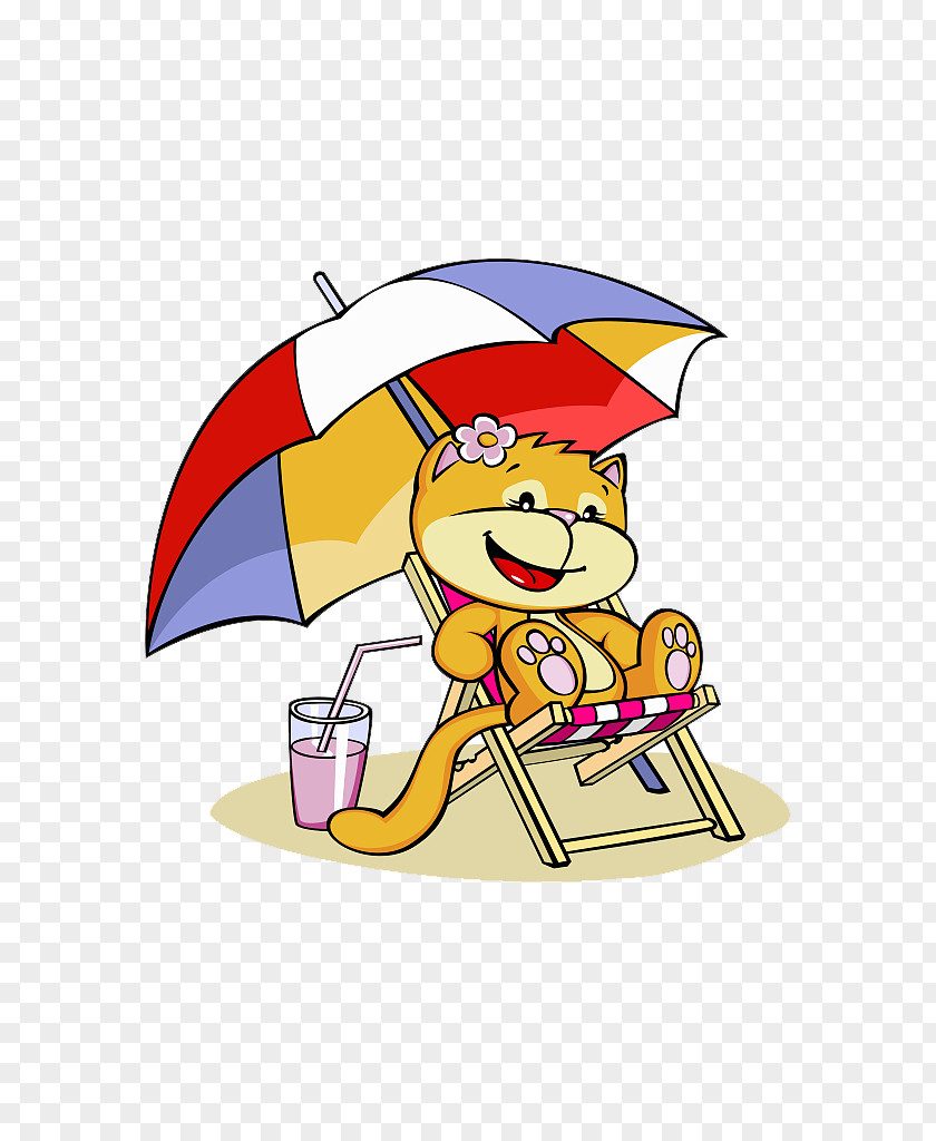 Vacation Beach Cat Illustration Stock Photography Cartoon Drawing PNG