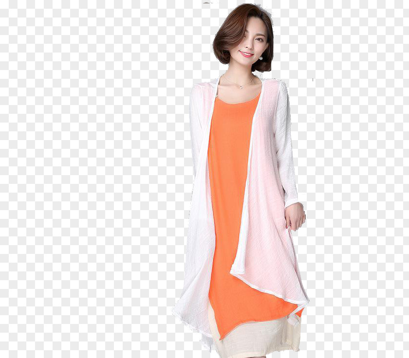 Casual Cotton Dress Blouse Sleeve Fashion Model Outerwear PNG