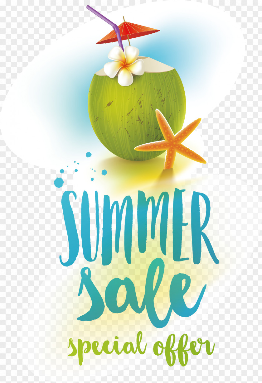 Vector Hand-painted Summer Coconut Cartoon Logo Drawing Euclidean PNG